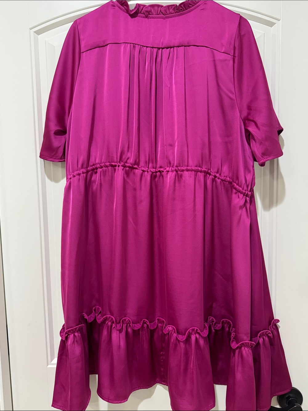 JODIFL Fuchsia Button-Front Ruffle Dress - Picture 2 of 3